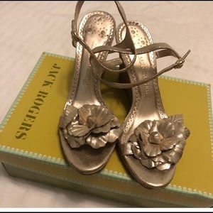 Jack Rogers gold suede wedge. 7.5